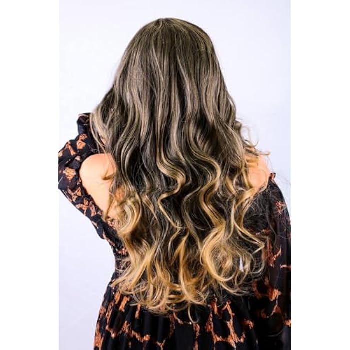 DILLARDS Long Wavy Ombre Synthetic Wig, Ash Brown To Blonde, Heat-Safe, Off-Shoulder Style - Image 2